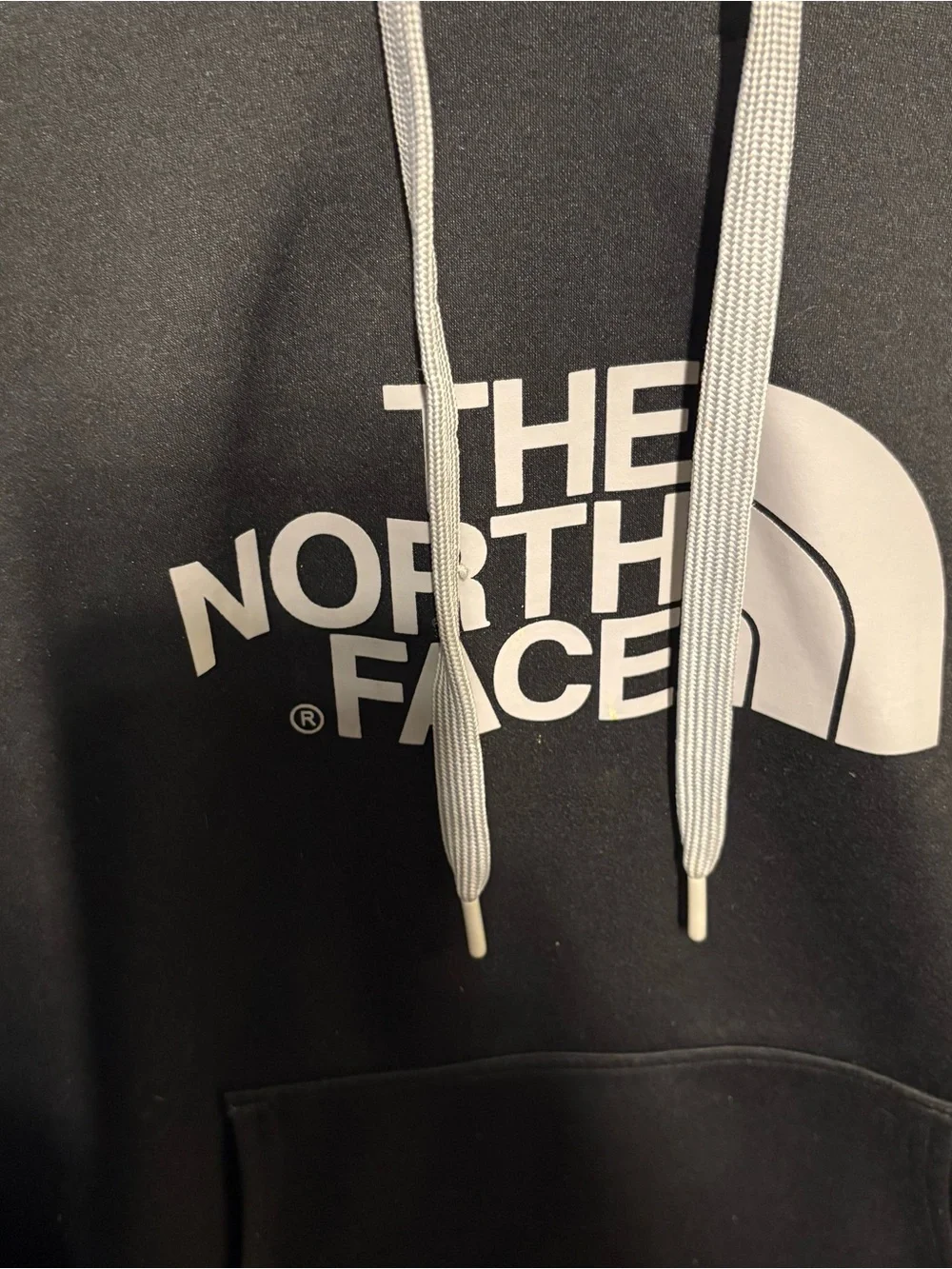 The North Face Black Hoodie with Light Gray Hood Lining size Medium
